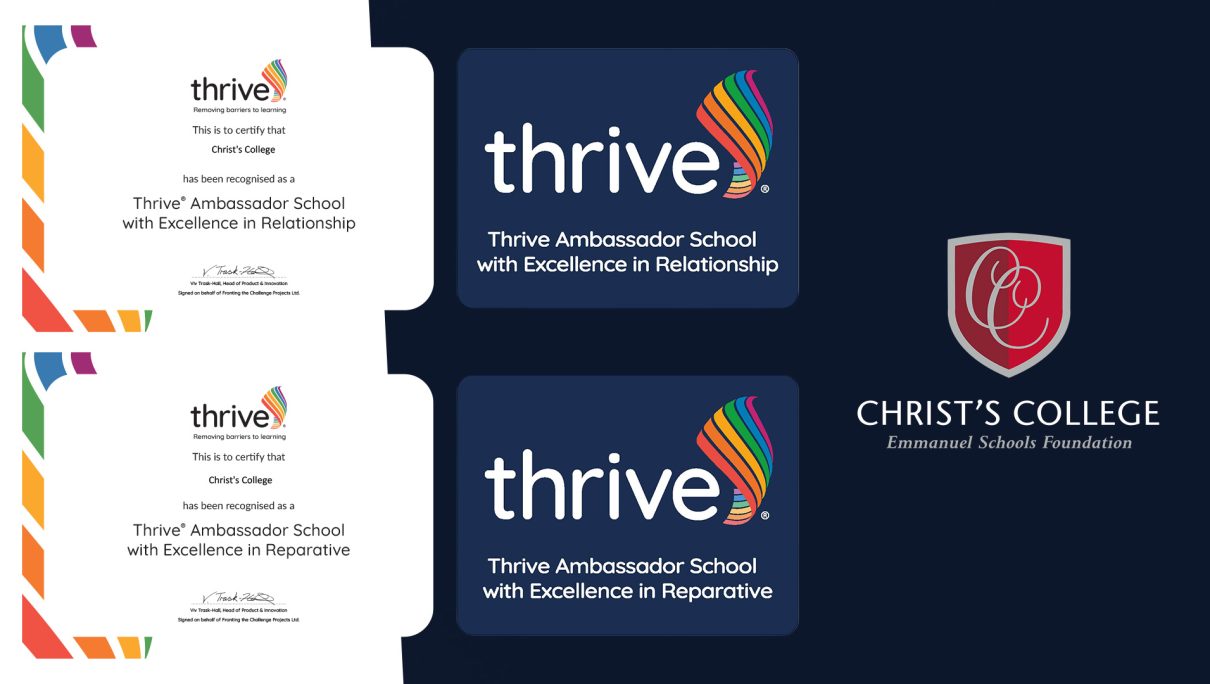 Christ’s College Recognised as a Thrive Ambassador School